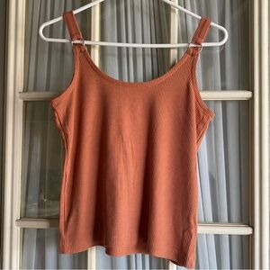 Chaser Orange Ribbed Grommet Strap Tank Top